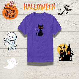 Camiseta Halloween de gato negro con ojos de Naran
