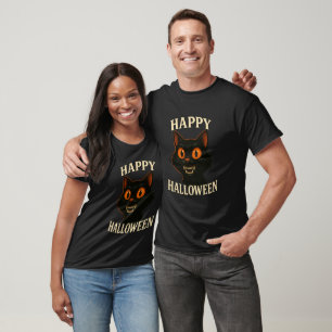 Camiseta Halloween de Gato Negro espeluznante