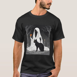 Camiseta Halloween de Gato Negro Fantasma Gracioso Boo Ghos
