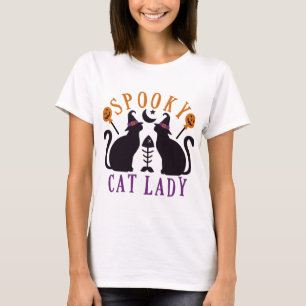 Camiseta Halloween de gatos espeluznantes de la dama negra 