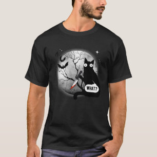 Camiseta Halloween de gatos y cuchillos asesinos