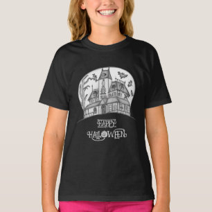Camiseta Halloween de Haunted House y Bats