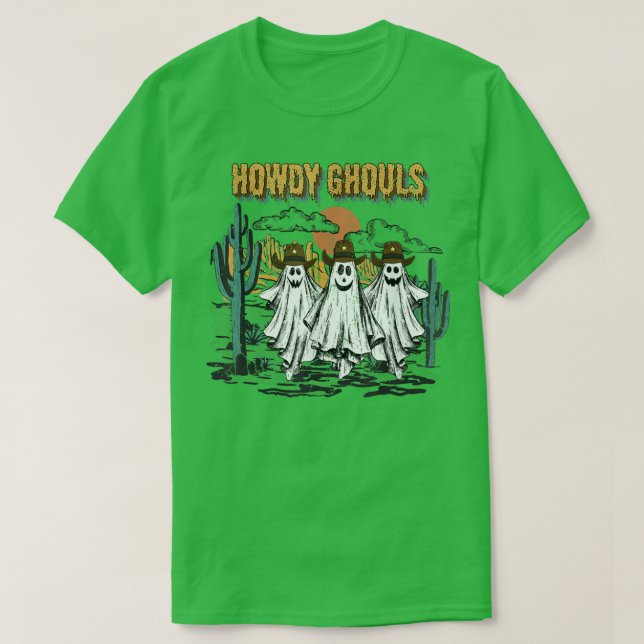 Camiseta Halloween de Howdy Ghouls, recuento occidental de  (Diseño del anverso)