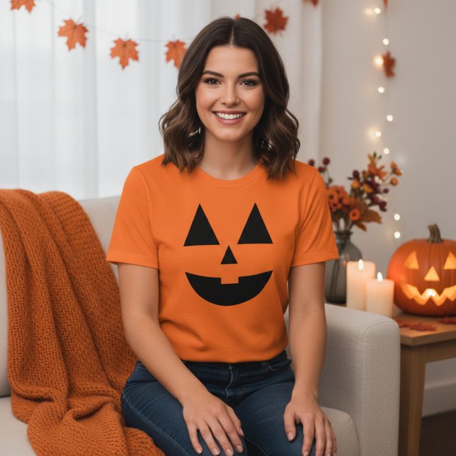 Camiseta Halloween de la calabaza de calabaza de Jack-O-Lan (Jack-O-Lantern Pumpkin Face Halloween T-Shirt)