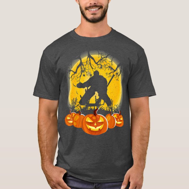 Camiseta Halloween de la calabaza de gafas de hockey (Anverso)