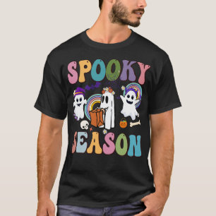 Camiseta Halloween de la calabaza floral de temporada retro