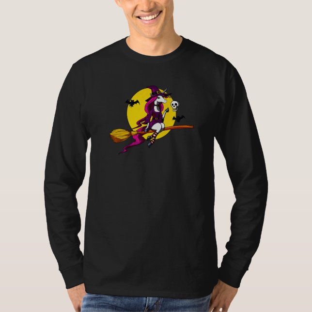 Camiseta Halloween de la Fantasía Mágica de la escoba de un (Anverso)