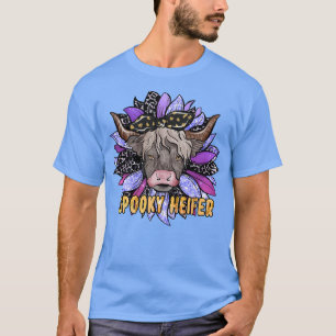 Camiseta Halloween de la granja de vacas girasol Spooky Hei