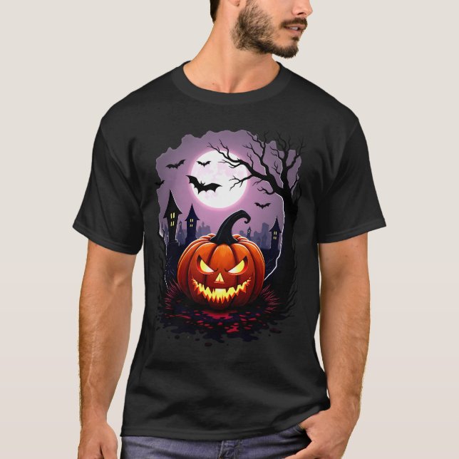 Camiseta Halloween de la luna de calabaza espumosa (Anverso)