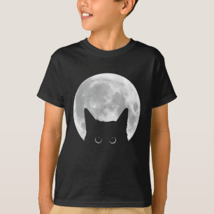 Camiseta Halloween de la luna llena de gato negro lindo