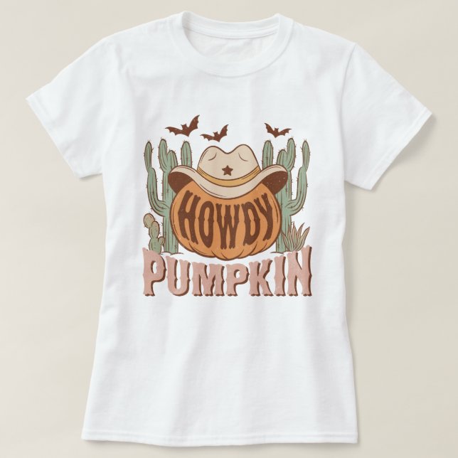 Camiseta Halloween de la moda occidental divertida Howdy Pu (Diseño del anverso)