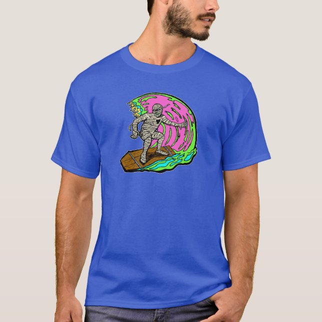 Camiseta Halloween de la Mummy Surfing Fire (Anverso)