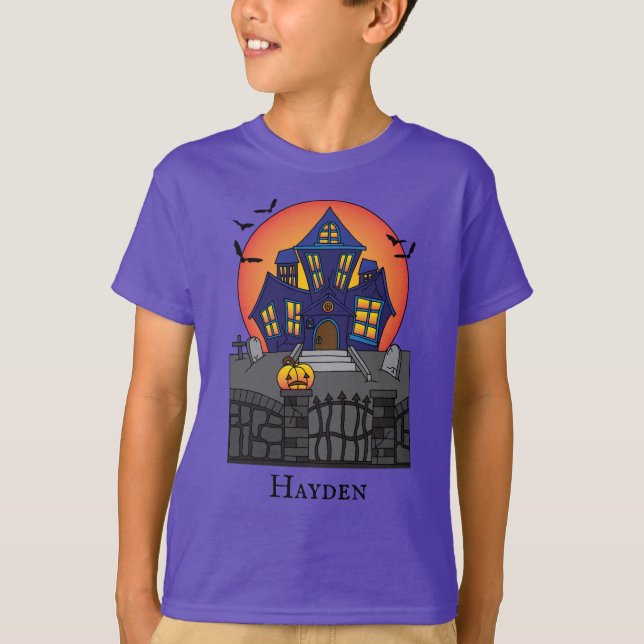 Camiseta Halloween de los niños de la casa embrujados (Anverso)