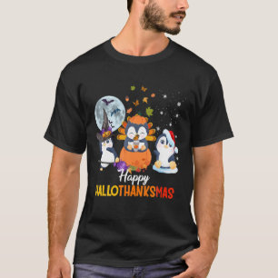 Camiseta Halloween de los Pingüinos Y Feliz Navidad Hallo