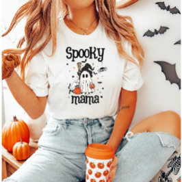 Camiseta Halloween de mamá espantada - Fantasma, gato y cal