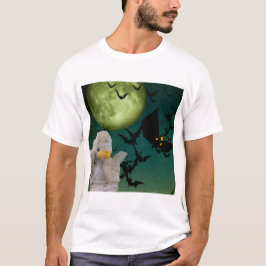 Camiseta Halloween de momia, murciélago y luna