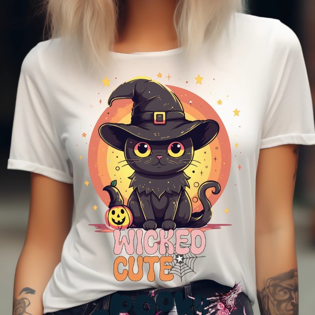 Camiseta Halloween de otoño de un gato negro espeluznante (Subido por el creador)