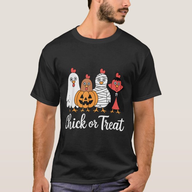 Camiseta Halloween De Pollos Divertidos O De Pollos De Trat (Anverso)