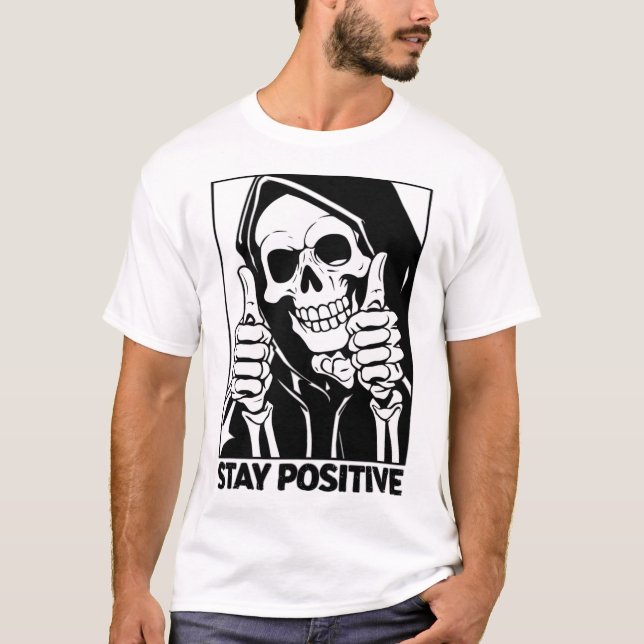 Camiseta Halloween de Stay Positive Skeleton Grim Reaper (Anverso)