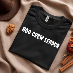 Camiseta Halloween de tipografía blanca de Boo Crew Leader