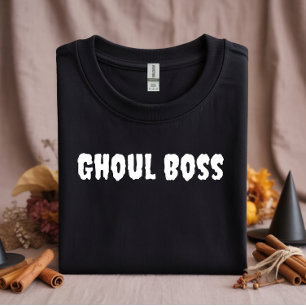 Camiseta Halloween de tipografía blanca Ghoul Boss