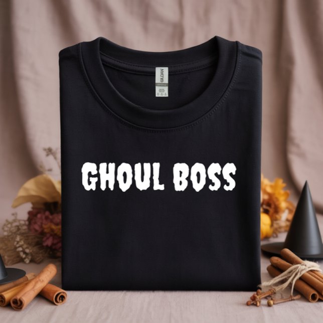 Camiseta Halloween de tipografía blanca Ghoul Boss (Subido por el creador)