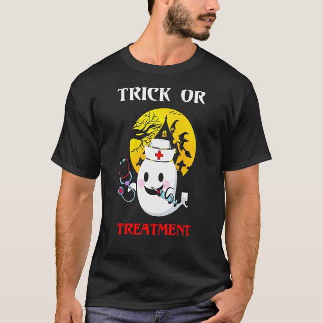 Camiseta Halloween De Trick O Tratamiento (Anverso)