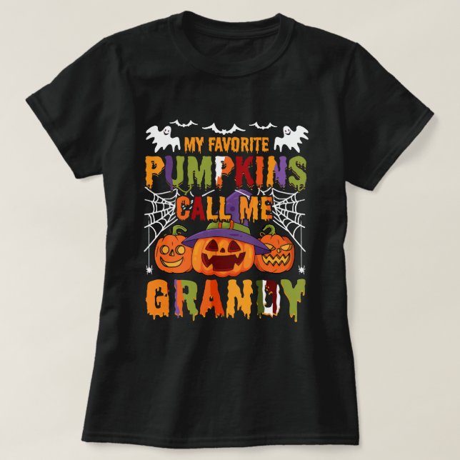 Camiseta Halloween de vacaciones: Mis calabazas favoritas m (Diseño del anverso)