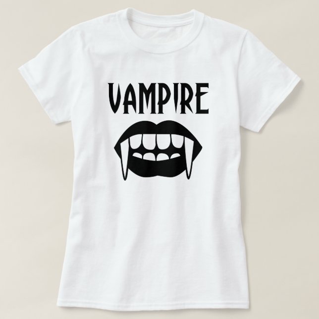 Camiseta Halloween De Vampiros Blancos Y Negros Sombríos (Diseño del anverso)