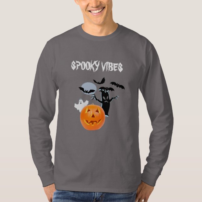 Camiseta Halloween de vibraciones espeluznantes con fantasí (Anverso)