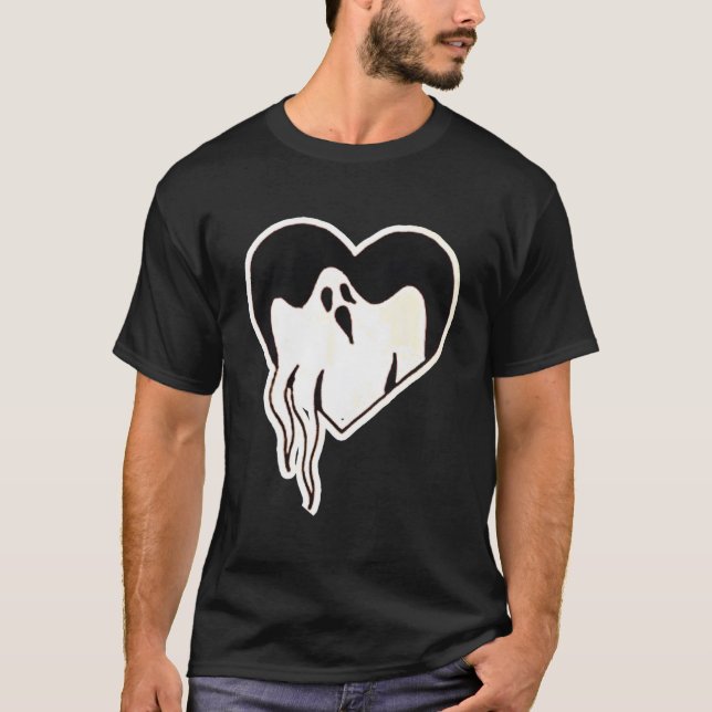 Camiseta Halloween del corazón fantasma retro (Anverso)