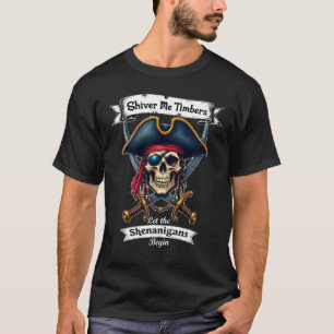 Camiseta Halloween del Cráneo Pirata Me Shiver Me Timbers