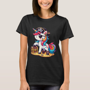 Camiseta Halloween del disfraz pirata de unicornio