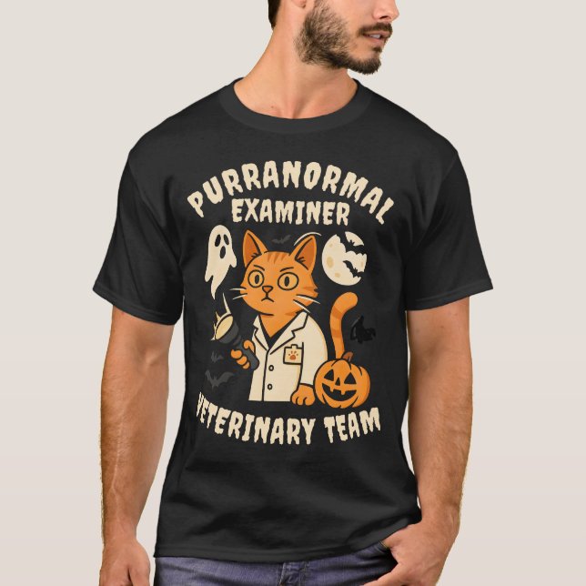 Camiseta Halloween del Equipo Veterinario de Examinador Pur (Anverso)