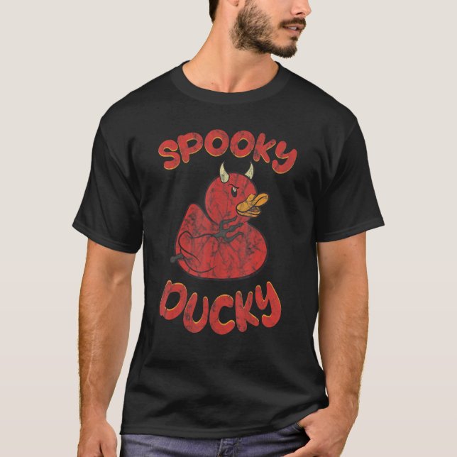Camiseta Halloween del espeluznante diablo del pato de goma (Anverso)