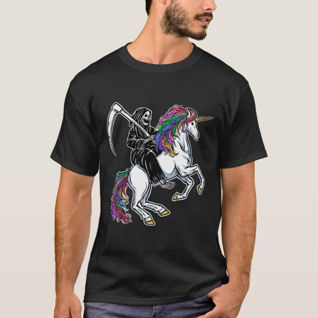 Camiseta Halloween del esqueleto arcoiris de Unicornio (Anverso)