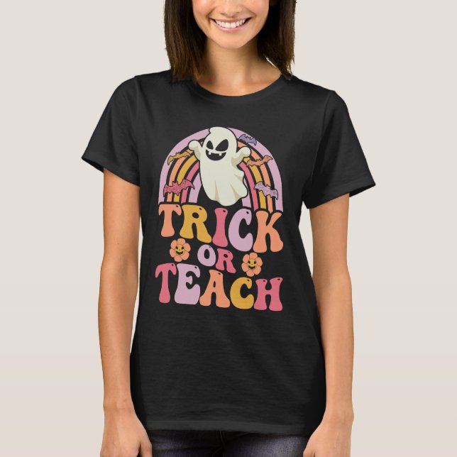 Camiseta Halloween del fantasma del arcoiris de Trick o Tea (Anverso)