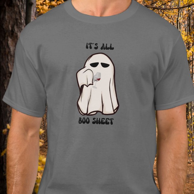 Camiseta Halloween del Fantasma que bebe vino (Subido por el creador)