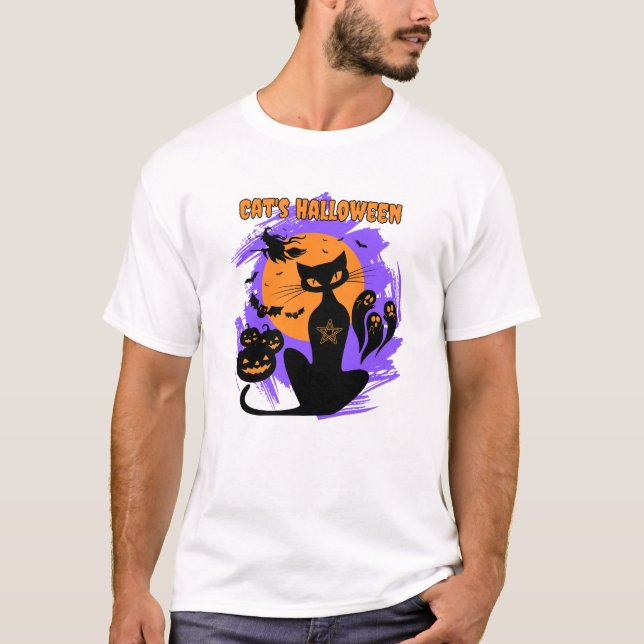 Camiseta Halloween del gato (Anverso)