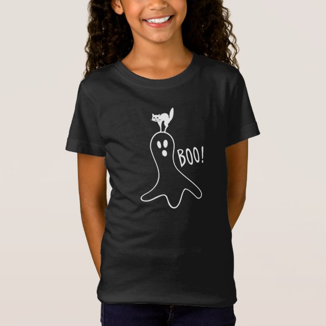 Camiseta Halloween del gato fantasma Boo (Anverso)