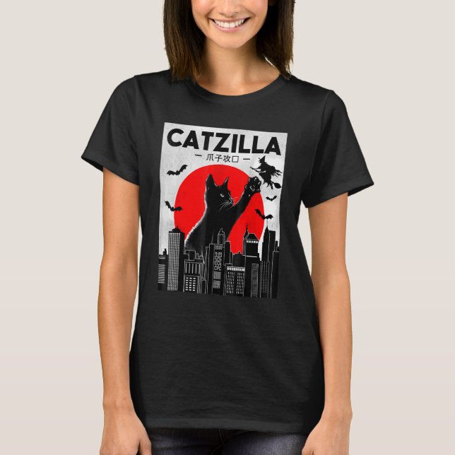 Camiseta Halloween del Gato Negro Catzilla Cat Cat Black Ca (Anverso)