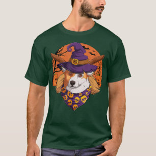 Camiseta Halloween del Gorra de brujas de Corgi Jack-o-lant