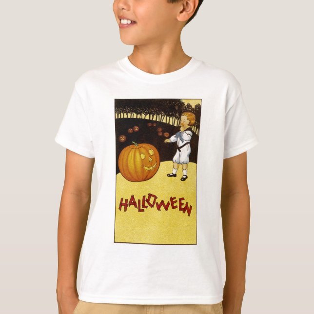 Camiseta Halloween del Parche de Calabaza Jack o'Lantern (Anverso)