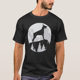 Camiseta Halloween del perro de la silueta dorada Doberman