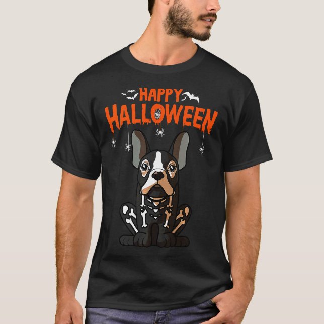 Camiseta Halloween del perro disfrazado de Bulldog francés (Anverso)