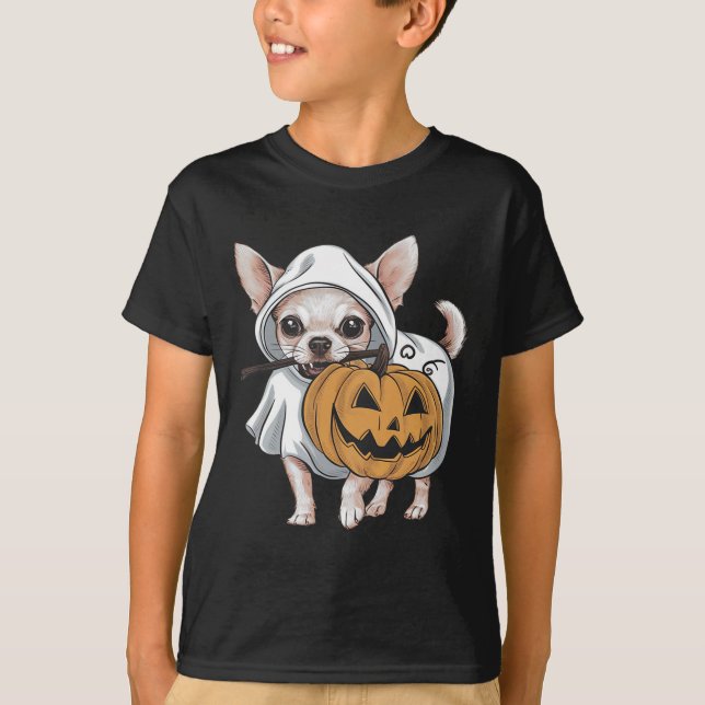 Camiseta Halloween del perro fantasma de Chihuahua (Anverso)