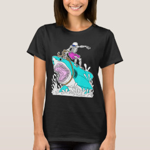 Camiseta Halloween del Skeleton Surfing Shark