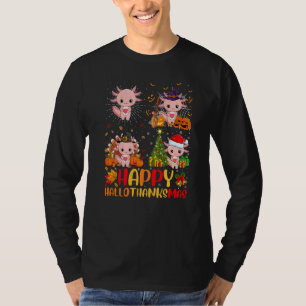 Camiseta Halloween Día de Acción de Gracias Navidad Axolotl