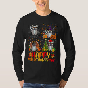 Camiseta Halloween Día de Acción de Gracias Navidad Lémur H