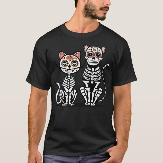 Camiseta Halloween Dia de los Muertos Sugar Skull Skeleton  (Anverso)